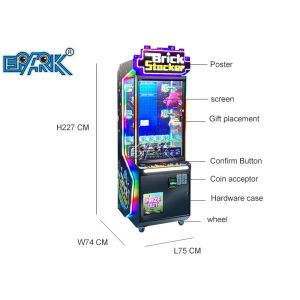Coin Operated Brick Stacker Toy Claw Crane Pile Up Gift Vending Machine For Sale