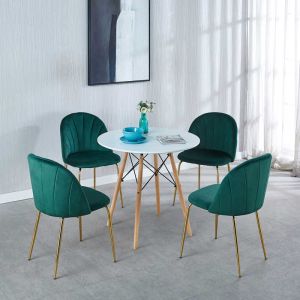 White MDF Round Simple Dining Room Table Dia31.5In H28.74In