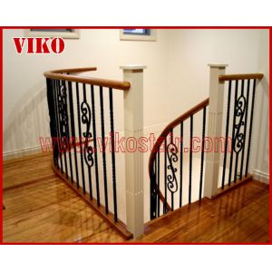 Wrought Iron Staircase VK105S Wrought Iron Handrail Tread Beech,Railing tempered