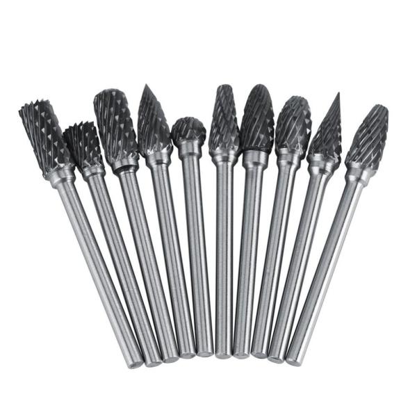Quality 10PCS 6X10mm Carbide Rotary Carving Burrs Set for CNC Tool Grinder in 1/4" Shank wholesale