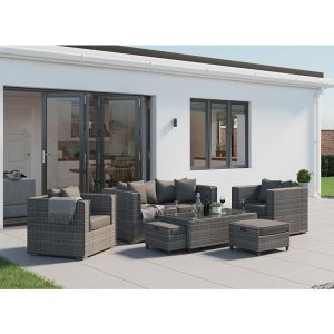 Outdoor Sectional Sofa Patio Conversation Set with Modern Design Wicker Rattan