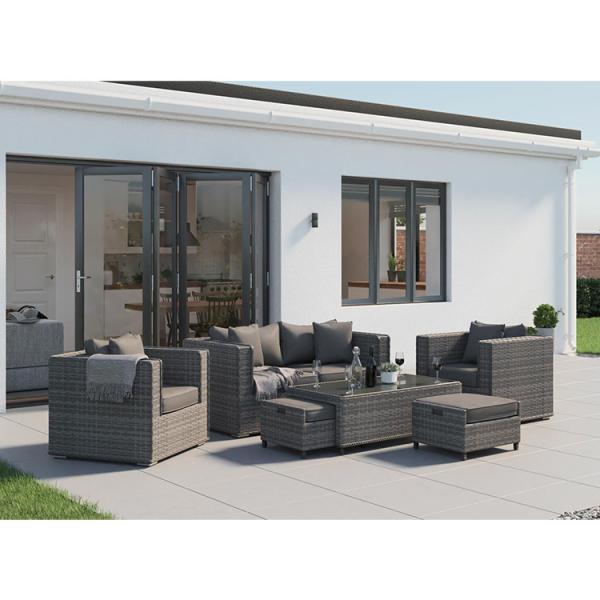 Outdoor Sectional Sofa Patio Conversation Set with Modern Design Wicker Rattan