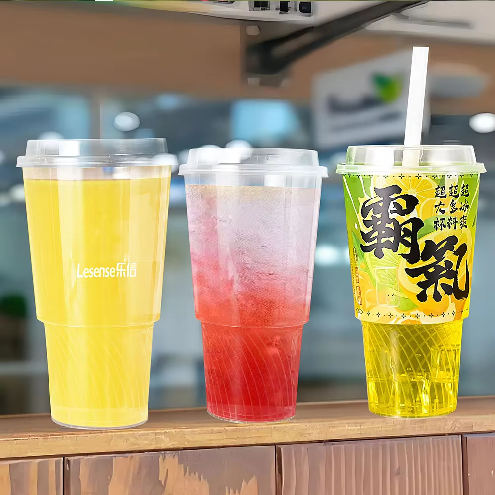 PP Material 108 Caliber 1000ml Torch Shaped Milk Tea Plastic Cup Manufacturer's