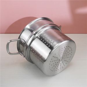 Double layer food kitchen pot spaghetti cooking pot with glass lid steamed grid