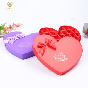 1200g Grey Cardboard Paper Heart Shaped Chocolate Box Packaging With Divider