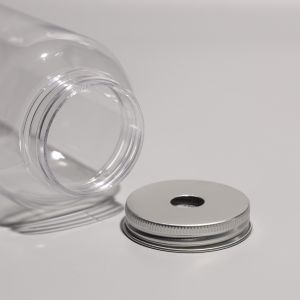 Round Clear PET Bottle with Screw On Aluminum Lid