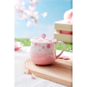 S&K New Spring Summer Flower Ceramic Custom Coffee Mugs Cups with lid as gift