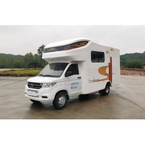 Cheap Box Truck Container Wuling Motor Home Car 5.8 Meters With Toilet Comfortable Bed And Sofa for sale