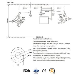 Shadowless LED Surgical Lights With Osram Bulbs , Operating Theatre Lamp With