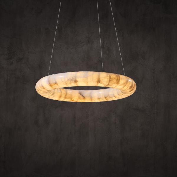 Quality Frozen Curve Pendant Alabaster Marble Ceiling Chandelier For Sophisticated Indoor Decor wholesale