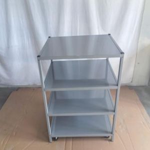 Three Tier Metal Rolling Shelving Units Mobile Storage Racks With Wheels Powder