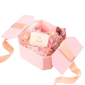 Luxury Octagonal Gift Box Set Premium Hexagonal Packaging Satin Ribbon Bows
