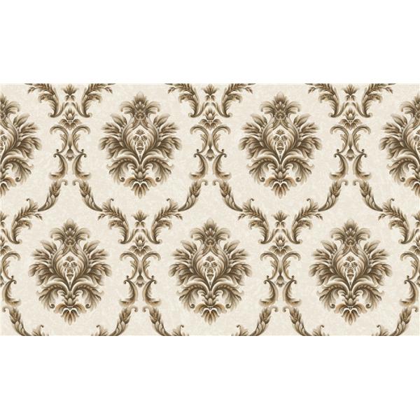 1.06m PVC Bedroom Wallpaper Feature Wall Damask Pattern With ISO Listed , Non