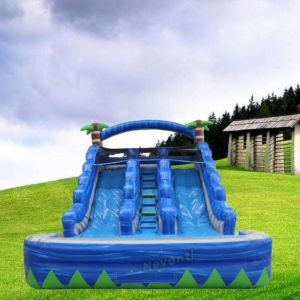 Customized PVC Inflatable Blue Crush Water Slide for Outdoor Backyard Kids Party