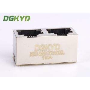 Shield Tab Up 2 Port RJ45 PCB Connector Without Transformer For Surveillance