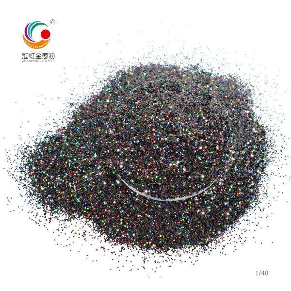 Fine Loose Bulk Holographic Glitter Black PET For Eyeshadow Wallpaper OEM
