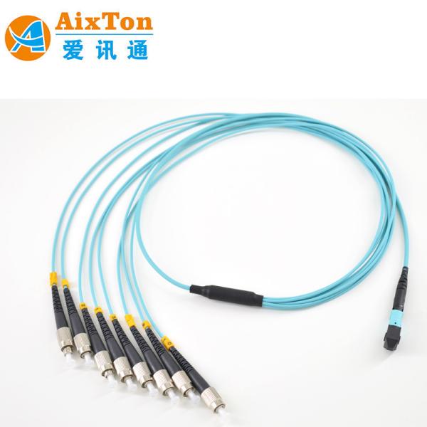 Quality High Density MM OM3 MTP MPO 8 12 24 Core Fiber Patch Cord with Standard Connectors RL ≥30dB wholesale