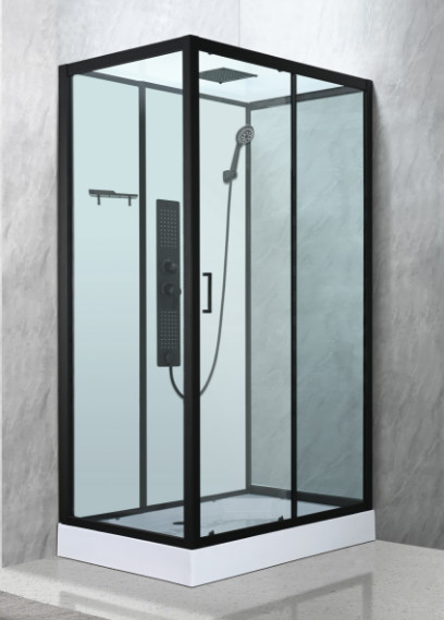 Quality Luxrious Shower Room With Matt Black Profile And Printing Glass For Elegant wholesale