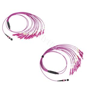3.0mm OM4 LSZH MPO Breakout Cable MPO To LC Fiber Patch Cable