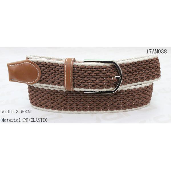 Quality Mixed Colors Polyester Mens Stretch Belts With PU Buckle Part 3.5cm Width wholesale