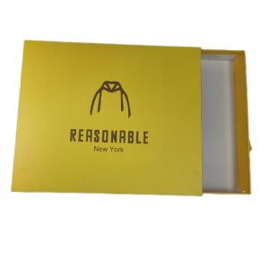 Custom Logo Printing Paperboard Yellow Pull Out Sliding Drawer T Shirt Packaging