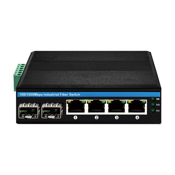 6 Port Gigabit Managed Industrial Fiber Switch SFP Fiber RSTP Manageable Rugged