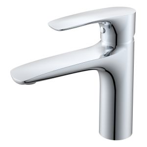 Brass Modern Single Hole Single Handle Basin Mixer in Chrome Matte Black