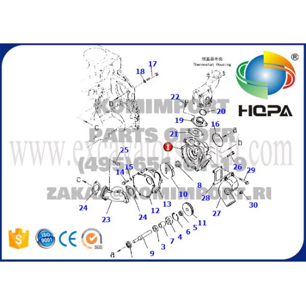 6151-62-1110 6151-62-1101 Bulldozer Engine Water Pump for Komatsu 6D125 PC400-6