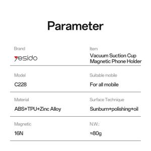 360 Rotation Magnetic Phone Holder with Foldable Clamp Arm and 16N Magnetic