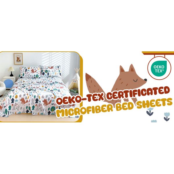 Teens Foxes Sheet Set With Deep Pockets, Breathable, Wrinkle-Free, Cozy Soft Bed Sheet Set