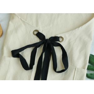 Soft Natural Color Cotton Cooking Apron Home Use With Adjustable Neck Strap