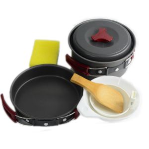 US Currency Non-Stick Camping Cookware Pot Set for Outdoor Kitchen Lightweight