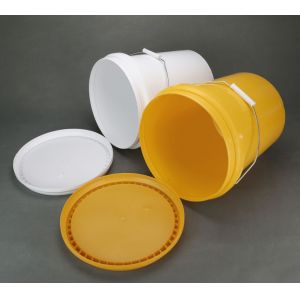 Customizable Plastic Food Bucket With Handle White Round Shape