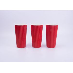 Red Custom Printed Triple Wall Cups , Biodegradable Coffee Cups FDA Approved
