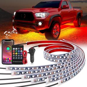 China 6Pcs Car Underglow digital strip light Multi Color DIY Sound Active Function Music Mode with APP Control Remote Control on sale