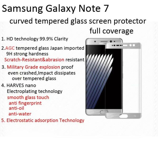 Quality tempered glass screen protector for galaxy note 7/samsung note 7 3D curved edge to edge Scratch-Resistant shatterproof wholesale