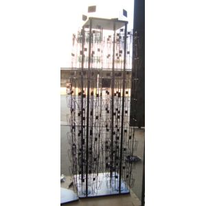 China 4 Columns Rotating Metal Book Display Stand With MDF Base W5.5 X D1.5 X H8 on sale