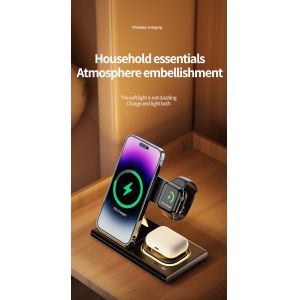 Print Logo 3 In 1 Foldable Charging Station For Phone Watch Earphone