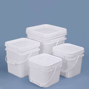 Water 5 Gallon 20L Square Plastic Paint Bucket with Metal Handle and Lid