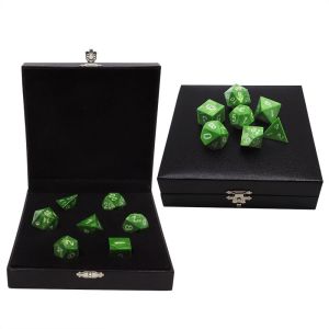 Green Marble Natural Resin RPG Dice Multi - Noodle Dnd Dice Set