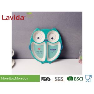 Biodegradable Bamboo Childrens Dinner Set Non - Fragile Cartoon Owl Animals