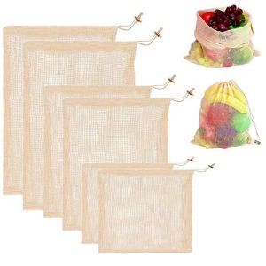 Storage Large Mesh Drawstring Bags Organic Reusable Washable For Shopping