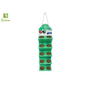 POP Foldable Cardboard Display Holder Green Hanging For Coffee