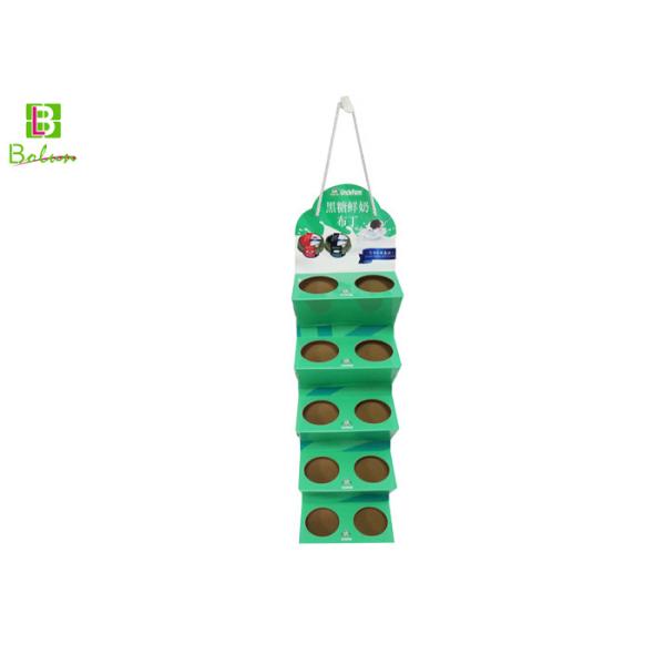 Quality POP Foldable Cardboard Display Holder Green Hanging For Coffee wholesale