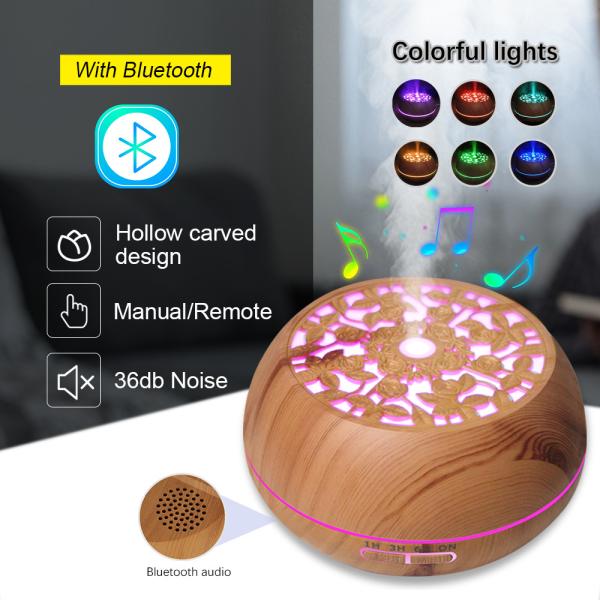 550ml Electric Essential Oil Aroma Diffuser with Remote and Bluetooth Speaker