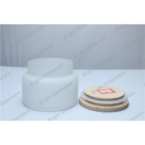 frosted glass jar with wooden lid for wholesale