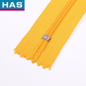 #3 Auto Lock Nylon Coil Zipper Orange 12 Inch Invisible Zipper Closed End