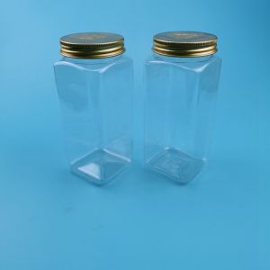 320ml Square Plastic Jars With Lids Candy Cookie Nuts Packaging