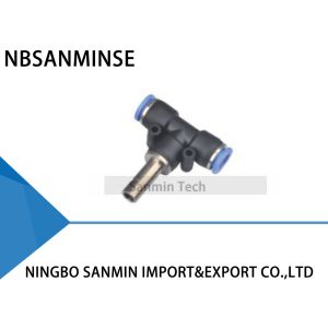 Cheap PBJ T Type Pneumatic Connector Push In Tee Union Fitting For Air Pipe Hose Equal Plug Sanmin for sale