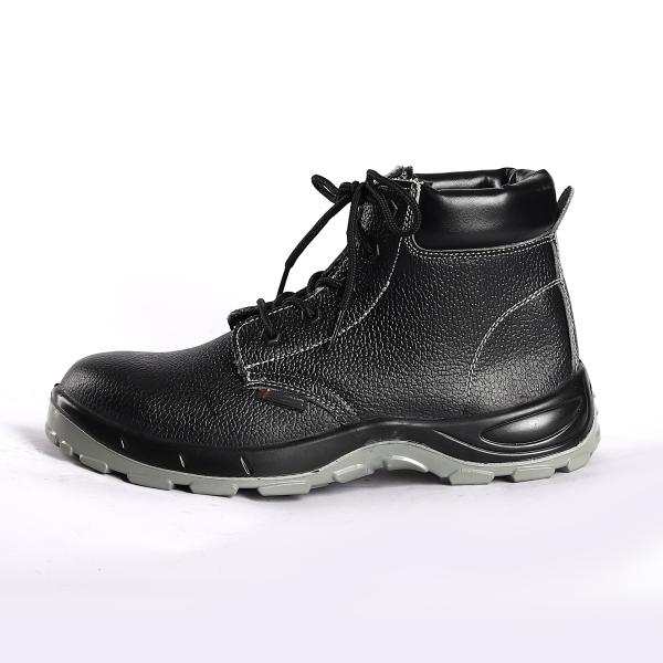 Comfortable Middle Cut Safety Shoes EVA Insole Genuine Leather Upper Shock Absorption